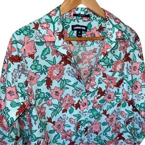 Lands' End No Iron Three Quarter Sleeve Tunic Blouse Size 10